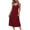 Ekouaer Sleeveless Nightgowns for Women Lace V-neck Long Nightdress Wide Strap Sleepwear Soft Lounge Dresses(Wine Red)