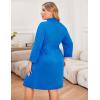 Ekouaer Women Plus Size Robe Knee Length Lightweight Bathrobe Short Kimono Robes with Pockets Maternity Robe(Blue)