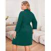Ekouaer Women Plus Size Robe Knee Length Lightweight Bathrobe Short Kimono Robes with Pockets Maternity Robe(Dark Green)