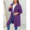 Ekouaer Women Plus Size Robe Knee Length Lightweight Bathrobe Short Kimono Robes with Pockets Maternity Robe(Deep Purple)