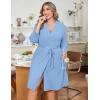 Ekouaer Women Plus Size Robe Knee Length Lightweight Bathrobe Short Kimono Robes with Pockets Maternity Robe(Light Blue)