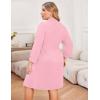 Ekouaer Women Plus Size Robe Knee Length Lightweight Bathrobe Short Kimono Robes with Pockets Maternity Robe(Light Pink)