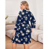 Ekouaer Women Plus Size Robe Knee Length Lightweight Bathrobe Short Kimono Robes with Pockets Maternity Robe(Navy Floral)