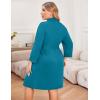 Ekouaer Women Plus Size Robe Knee Length Lightweight Bathrobe Short Kimono Robes with Pockets Maternity Robe(Peacock Blue)