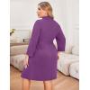 Ekouaer Women Plus Size Robe Knee Length Lightweight Bathrobe Short Kimono Robes with Pockets Maternity Robe(Purple)