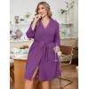 Ekouaer Women Plus Size Robe Knee Length Lightweight Bathrobe Short Kimono Robes with Pockets Maternity Robe(Purple)