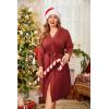 Ekouaer Women Plus Size Robe Knee Length Lightweight Bathrobe Short Kimono Robes with Pockets Maternity Robe(Red)