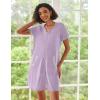 Ekouaer Women Zipper Robe Waffle Short Sleeve Bathrobes Lightweight Knee Length Housecoat with Pockets