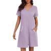 Ekouaer Women Zipper Robe Waffle Short Sleeve Bathrobes Lightweight Knee Length Housecoat with Pockets