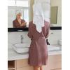 Ekouaer Robes for Women Short Knit Bathrobe Lightweight Kimono Robe Knee Length Loungewear S-XXL