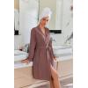 Ekouaer Robes for Women Short Knit Bathrobe Lightweight Kimono Robe Knee Length Loungewear S-XXL
