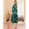 Ekouaer Silk Robes for Women Lace Trim Satin Robe 3/4 Sleeve Kimono Bathrobe Bride Bridesmaid Wedding Party Sleepwear S-XXL(Green Floral)