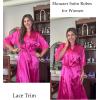 Ekouaer Silk Robes for Women Lace Trim Satin Robe 3/4 Sleeve Kimono Bathrobe Bride Bridesmaid Wedding Party Sleepwear S-XXL(Hot Pink)