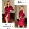 Ekouaer Silk Robes for Women Lace Trim Satin Robe 3/4 Sleeve Kimono Bathrobe Bride Bridesmaid Wedding Party Sleepwear S-XXL(Wine Red)