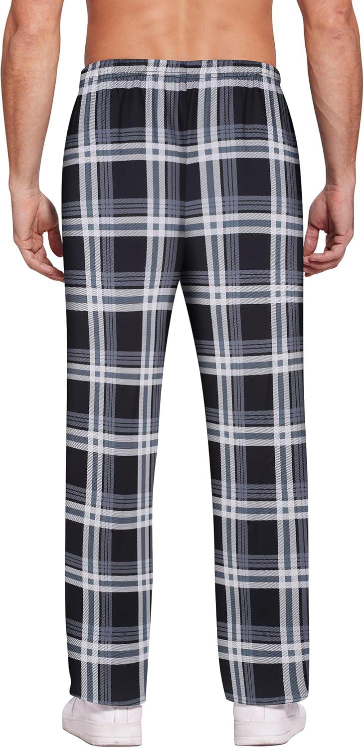 imageEkouaer Mens Pajama Pants Plaid Pj Lounge Pants Soft PJ Bottoms with Pockets amp Drawstring SXXLBlack and Grey Plaid