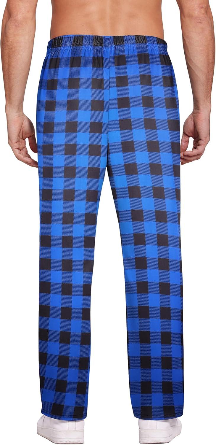 imageEkouaer Mens Pajama Pants Plaid Pj Lounge Pants Soft PJ Bottoms with Pockets amp Drawstring SXXLBlue and Black Plaid