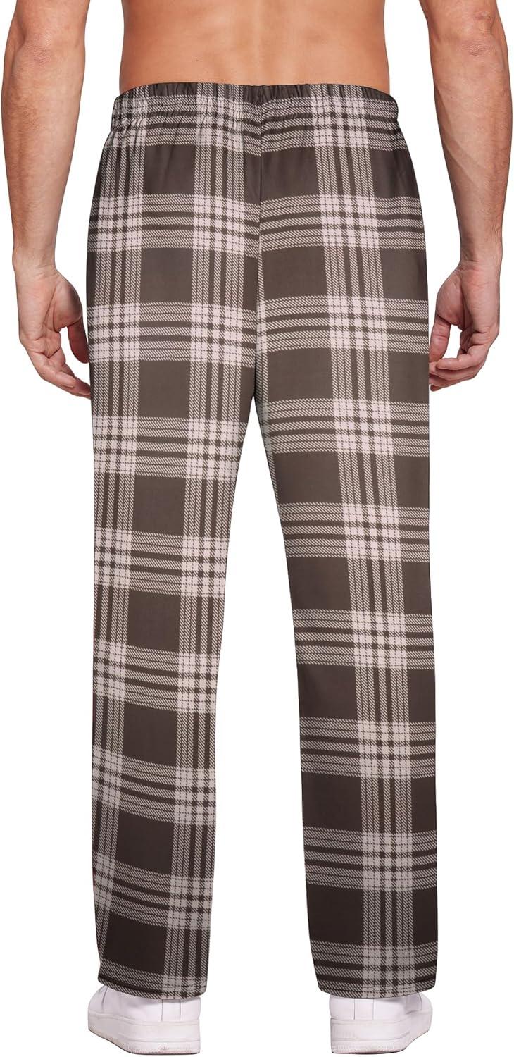 imageEkouaer Mens Pajama Pants Plaid Pj Lounge Pants Soft PJ Bottoms with Pockets amp Drawstring SXXLBrown Plaid