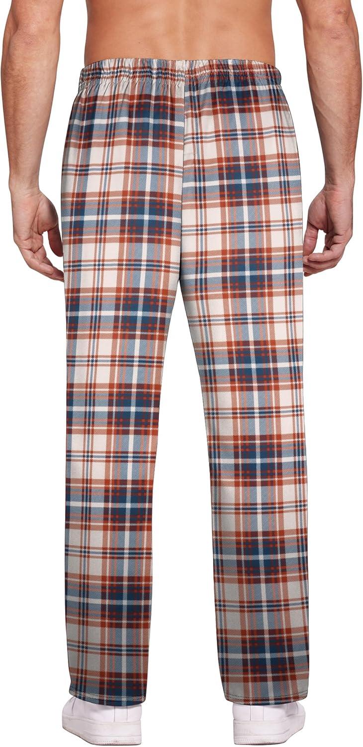 imageEkouaer Mens Pajama Pants Plaid Pj Lounge Pants Soft PJ Bottoms with Pockets amp Drawstring SXXLBrown and White Plaid