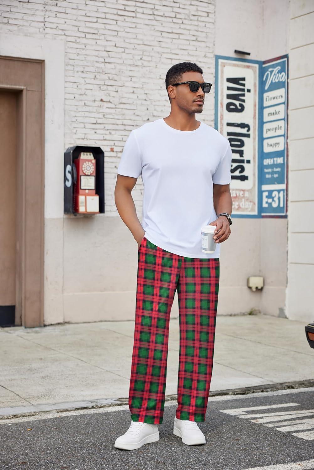 imageEkouaer Mens Pajama Pants Plaid Pj Lounge Pants Soft PJ Bottoms with Pockets amp Drawstring SXXLChristmas Plaid