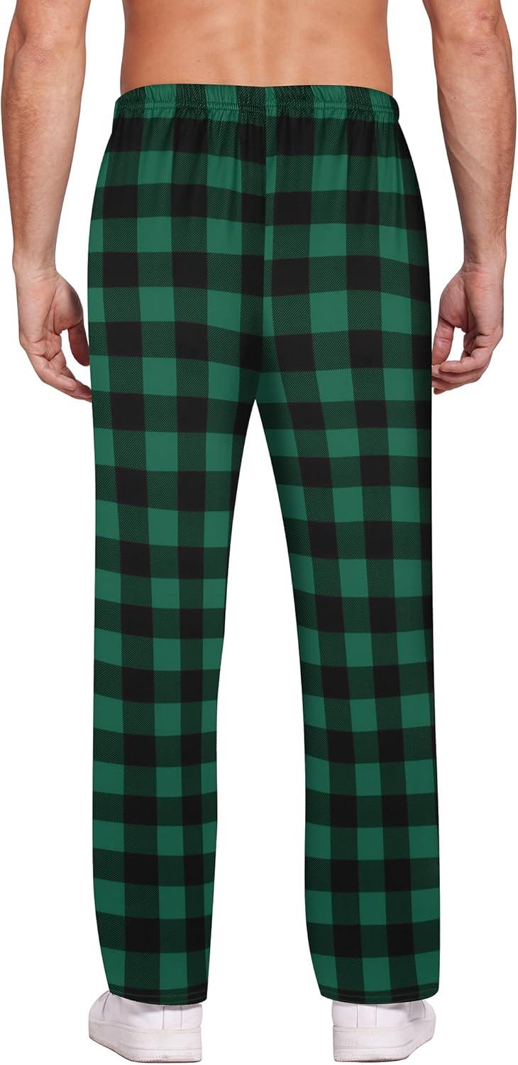 imageEkouaer Mens Pajama Pants Plaid Pj Lounge Pants Soft PJ Bottoms with Pockets amp Drawstring SXXLGreen and Black Plaid