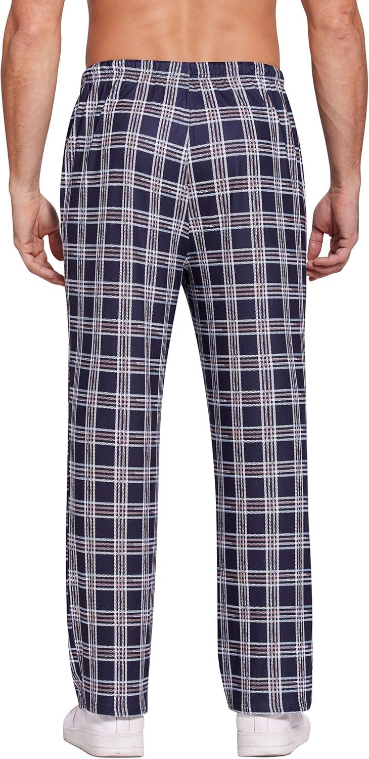imageEkouaer Mens Pajama Pants Plaid Pj Lounge Pants Soft PJ Bottoms with Pockets amp Drawstring SXXLLine Black Plaid