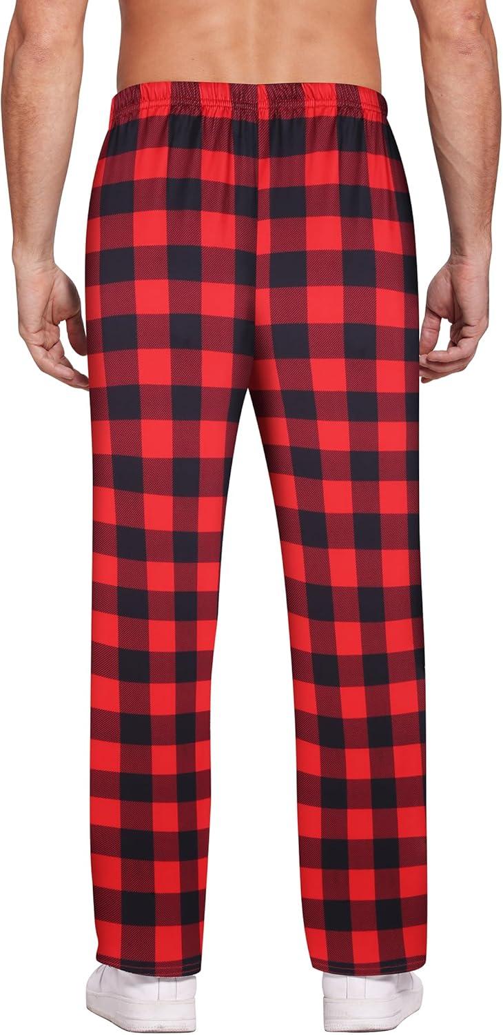 imageEkouaer Mens Pajama Pants Plaid Pj Lounge Pants Soft PJ Bottoms with Pockets amp Drawstring SXXLRed and Black Plaid