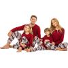 Ekouaer Christmas Pajamas Matching Family Pj Set Long Sleeve Tops and Plaid Pants for Sleepwear Soft Loungewear Pjs(Red Deer)