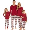 Ekouaer Christmas Pajamas Matching Family Pj Set Long Sleeve Tops and Plaid Pants for Sleepwear Soft Loungewear Pjs(Red Deer)
