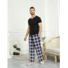 Ekouaer Men’s Pajama Pants Plaid Pj Lounge Pants Soft PJ Bottoms with Pockets & Drawstring S-XXL(Black and Grey Plaid)