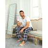 Ekouaer Men’s Pajama Pants Plaid Pj Lounge Pants Soft PJ Bottoms with Pockets & Drawstring S-XXL(Black and Grey Plaid)