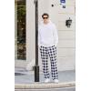Ekouaer Men’s Pajama Pants Plaid Pj Lounge Pants Soft PJ Bottoms with Pockets & Drawstring S-XXL(Black and White Plaid)
