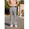 Ekouaer Men’s Pajama Pants Plaid Pj Lounge Pants Soft PJ Bottoms with Pockets & Drawstring S-XXL(Black and White Plaid)