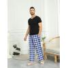 Ekouaer Men’s Pajama Pants Plaid Pj Lounge Pants Soft PJ Bottoms with Pockets & Drawstring S-XXL(Blue and White Plaid)
