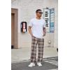 Ekouaer Men’s Pajama Pants Plaid Pj Lounge Pants Soft PJ Bottoms with Pockets & Drawstring S-XXL(Brown Plaid)