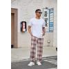 Ekouaer Men’s Pajama Pants Plaid Pj Lounge Pants Soft PJ Bottoms with Pockets & Drawstring S-XXL(Brown and White Plaid)