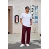 Ekouaer Men’s Pajama Pants Plaid Pj Lounge Pants Soft PJ Bottoms with Pockets & Drawstring S-XXL(Dark Red)