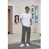 Ekouaer Men’s Pajama Pants Plaid Pj Lounge Pants Soft PJ Bottoms with Pockets & Drawstring S-XXL(Little Black and White Plaid)