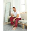 Ekouaer Men’s Pajama Pants Plaid Pj Lounge Pants Soft PJ Bottoms with Pockets & Drawstring S-XXL(Red and Black Plaid)