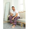 Ekouaer Men’s Pajama Pants Plaid Pj Lounge Pants Soft PJ Bottoms with Pockets & Drawstring S-XXL(Red and White Plaid)
