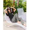 Ekouaer Pajamas for Women Set 2 Piece Comfy Loungewear, Lightweight Pjs Sleepwear, Short Sleeve Top & Long Pants with Pockets(Black Leopard)