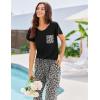 Ekouaer Pajamas for Women Set 2 Piece Comfy Loungewear, Lightweight Pjs Sleepwear, Short Sleeve Top & Long Pants with Pockets(Black Leopard)