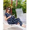 Ekouaer Pajamas for Women Set 2 Piece Comfy Loungewear, Lightweight Pjs Sleepwear, Short Sleeve Top & Long Pants with Pockets(Blue Moon)