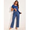 Ekouaer Pajamas for Women Set 2 Piece Comfy Loungewear, Lightweight Pjs Sleepwear, Short Sleeve Top & Long Pants with Pockets(Navy Polka Dots)