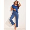Ekouaer Pajamas for Women Set 2 Piece Comfy Loungewear, Lightweight Pjs Sleepwear, Short Sleeve Top & Long Pants with Pockets(Navy Polka Dots)