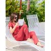 Ekouaer Pajamas for Women Set 2 Piece Comfy Loungewear, Lightweight Pjs Sleepwear, Short Sleeve Top & Long Pants with Pockets(Red)