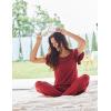 Ekouaer Pajamas for Women Set 2 Piece Comfy Loungewear, Lightweight Pjs Sleepwear, Short Sleeve Top & Long Pants with Pockets(Red)