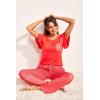 Ekouaer Pajamas for Women Set 2 Piece Comfy Loungewear, Lightweight Pjs Sleepwear, Short Sleeve Top & Long Pants with Pockets(Red Stripe)