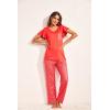 Ekouaer Pajamas for Women Set 2 Piece Comfy Loungewear, Lightweight Pjs Sleepwear, Short Sleeve Top & Long Pants with Pockets(Red Stripe)