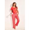 Ekouaer Pajamas for Women Set 2 Piece Comfy Loungewear, Lightweight Pjs Sleepwear, Short Sleeve Top & Long Pants with Pockets(Red Stripe)