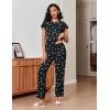 Ekouaer Pajamas for Women Set 2 Piece Comfy Loungewear, Lightweight Pjs Sleepwear, Short Sleeve Top & Long Pants with Pockets(Wine Glasses)